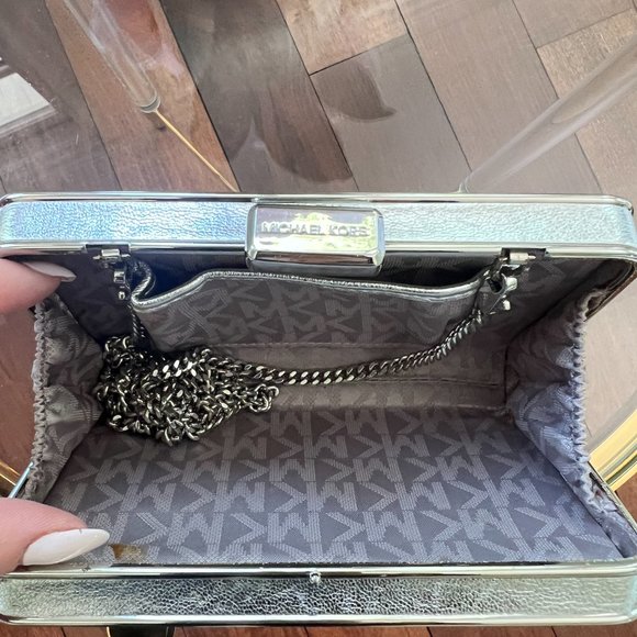 Michael Kors Elsie Silver Quilted Box Clutch - Picture 3 of 3